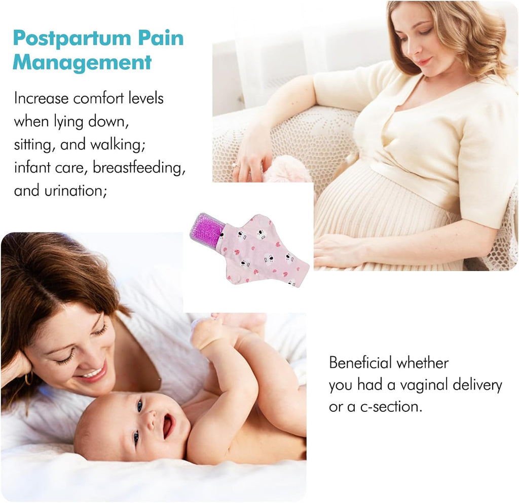 Vecozey 2 Perineal Cold Packs for Maternity Postpartum Care, Reusable Hot & Cold Ice Wraps with Washable Cotton Sleeves for Post Partum & Hemorrhoid Pain Relief, Cooling Pads for Women After Birth