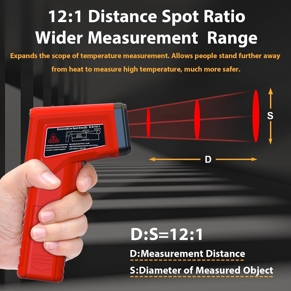 FKM Infrared Thermometer Gun Non-Contact Laser Thermometer Gun -58°F~986°F | (-50°C~530°C) Digital Temperature Gun for Cooking,Oven,Griddle,Automotive,HVAC,Industrial,Adjustable Emissivity,Not for Human
