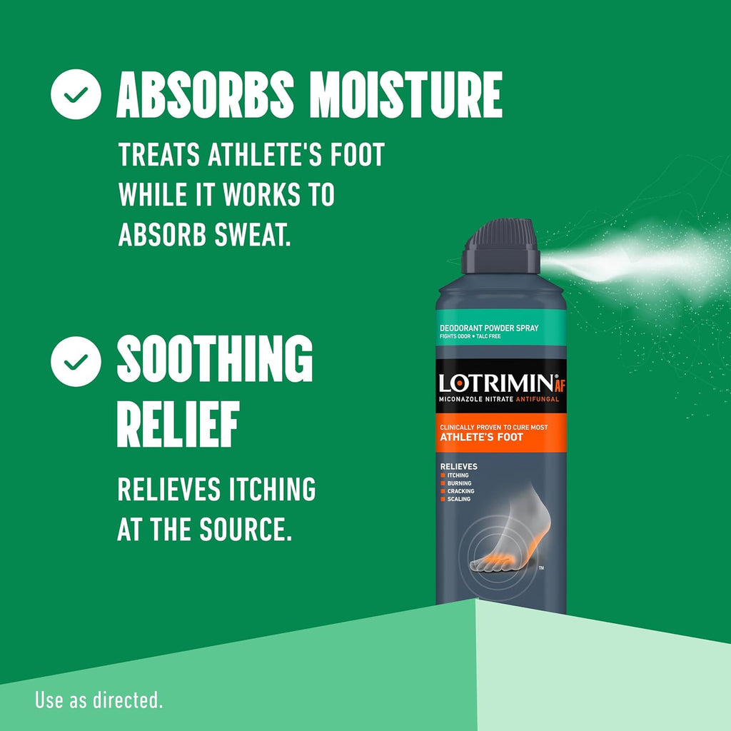 Lotrimin Medicated Deodorant Powder Spray with Miconazole Nitrate 2%, 4.6 oz (Pack of 3)