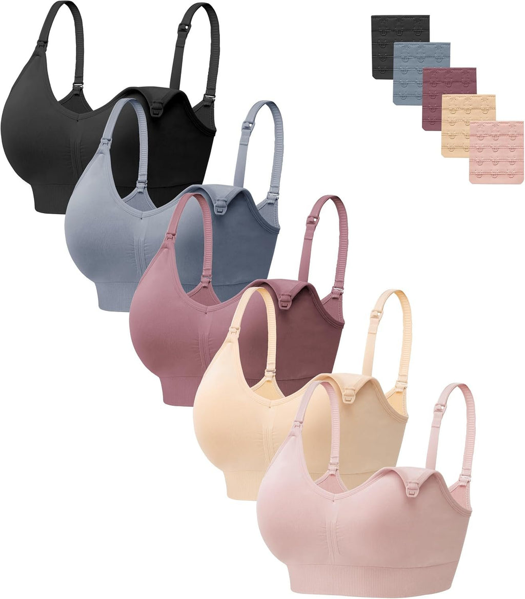 HBselect Women Maternity Bras 5 Pack Nursing Bras for Breastfeeding