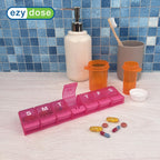 Ezy Dose Weekly (7-Day) Pill Organizer, X-Large Medicine Planner, Pink