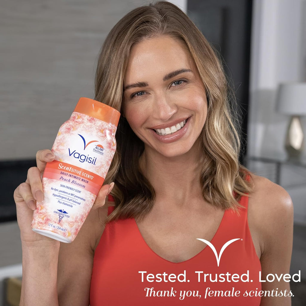 VAGISIL Scentsitive Scents Daily Intimate Feminine Vaginal Wash, Peach Blossom, 12 Fluid Ounce / 354ml