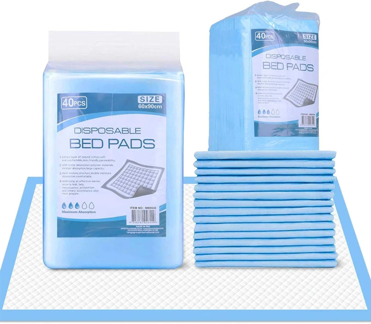 40pk Adult Disposable Economy Pads Adult Incontinence Disposable Bed Pee Underpads 60 x 90cm (1Pack)