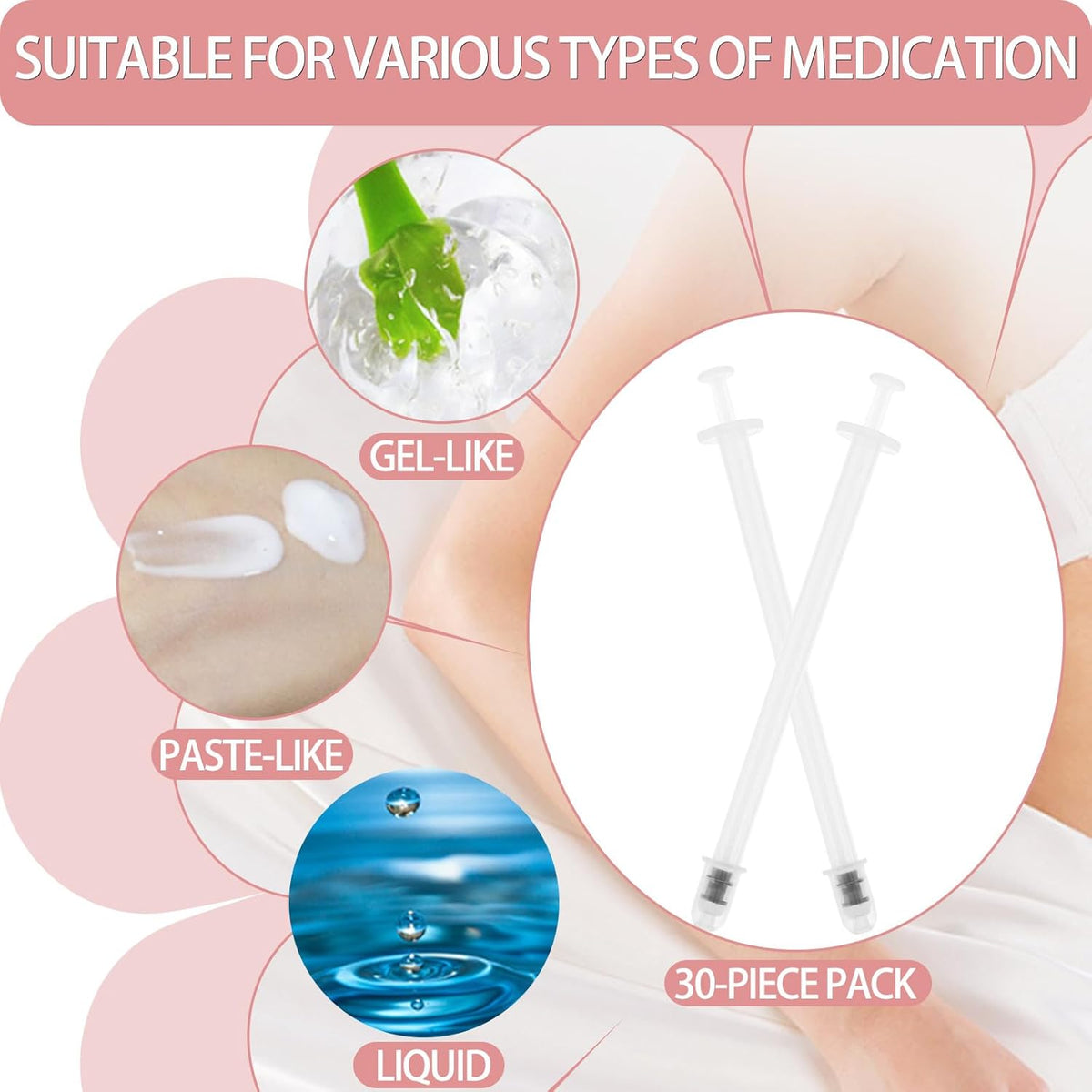Disposable Vaginal Suppository Applicators 20pk - Soft Tip Insert for Boric Acid Capsules, Pills & Tablets - 1.8ml Capacity for Gels - Individually Wrapped Gynaecological Aid