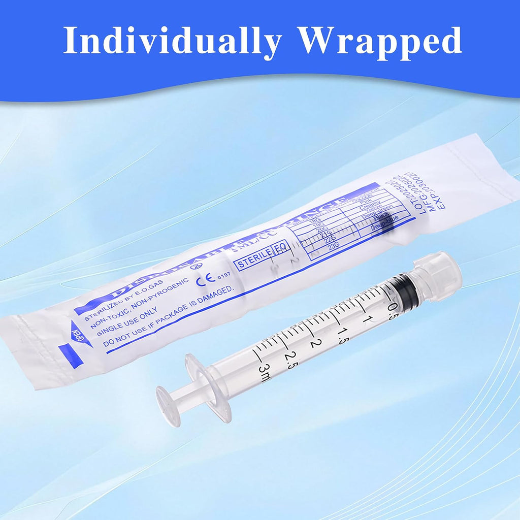 3ml Luer Lock Syringe, 20Pack Syringes Without Needle for Liquids, Measuring, Refilling, Oil, Glue Applicator