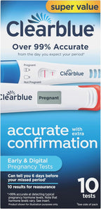 Clearblue Early Pregnancy Test Kit, at-Home Pregnancy Test Kit for Women, hCG Hormone Pregnancy Tests with Easy-to-Read Results, 10 Tests