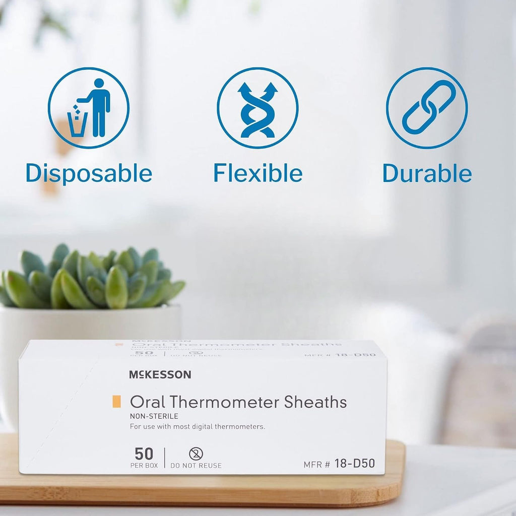 McKesson Oral Thermometer Sheaths, 50 ct | Disposable Probe Cover, Digital Thermometer