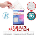 HEALQU Island Dressing - 4"x4", 30 Count - Bordered Gauze Sterile Individually Wrapped Gauze Pads, Water-Resistant, Non-Woven Backing - Soft and Breathable Wound Dressing for First Aid and Medical