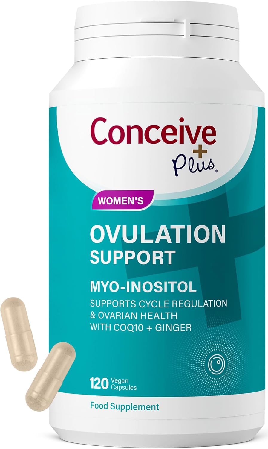 Conceive Plus Ovulation Support - PCOS Supplement for Fertility, Myo-Inositol & D-Chiro Inositol, Folic Acid, Ginger & CoQ10 - Multivitamin - Hormone Balance for Women - 120 Soft Capsules