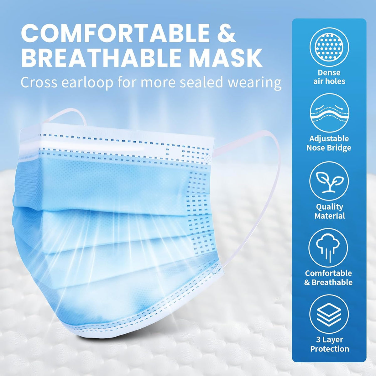Blue Disposable Face Mask 100 Pcs Blue Face Masks 3 Ply Protection Masks