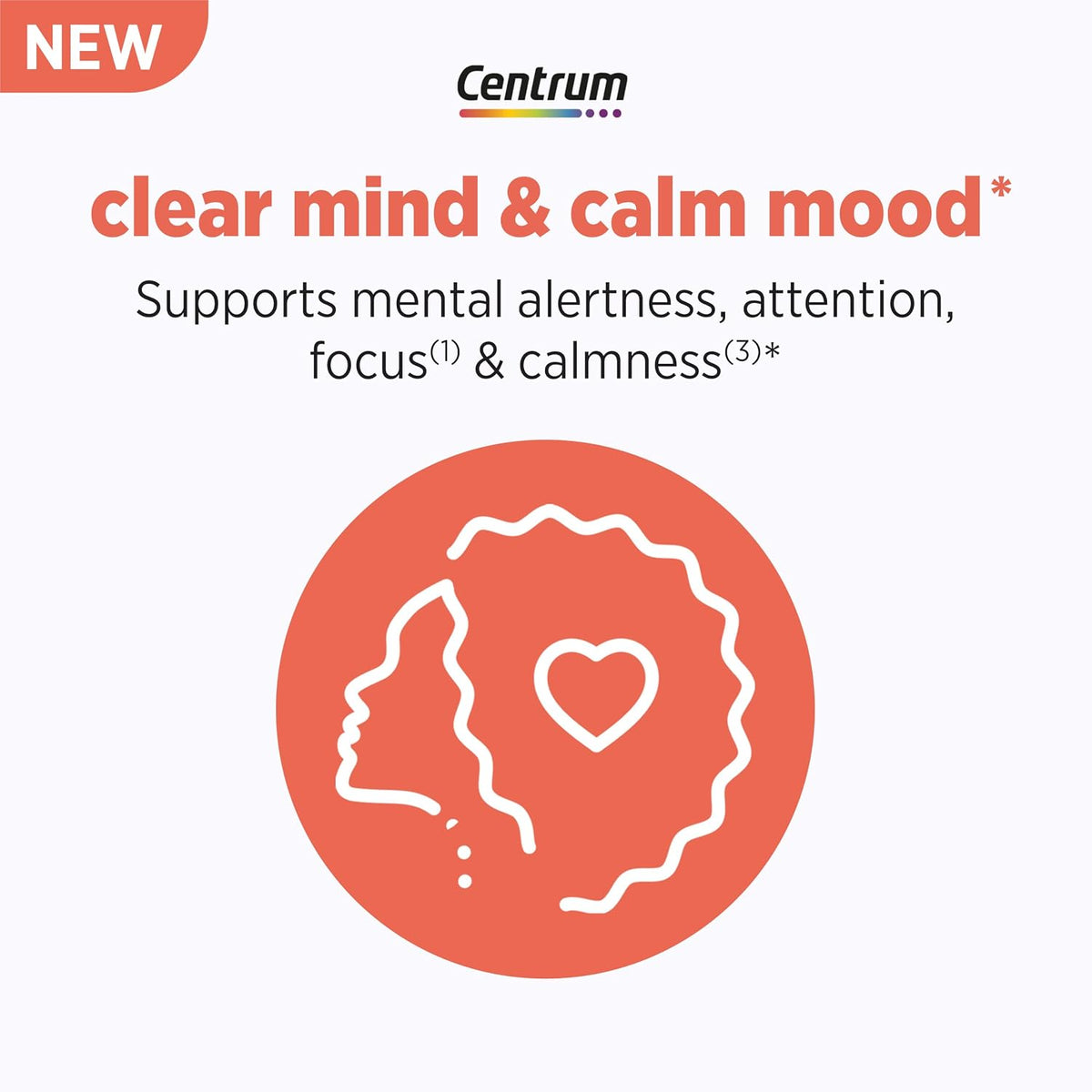 Centrum Clear Mind and Calm Mood Menopause Support Tablets, 30 Count | Powered by Clinically Studied Ingredients to Help Support Relief From the Disruptive Symptoms of Menopause, GLP-1 Support