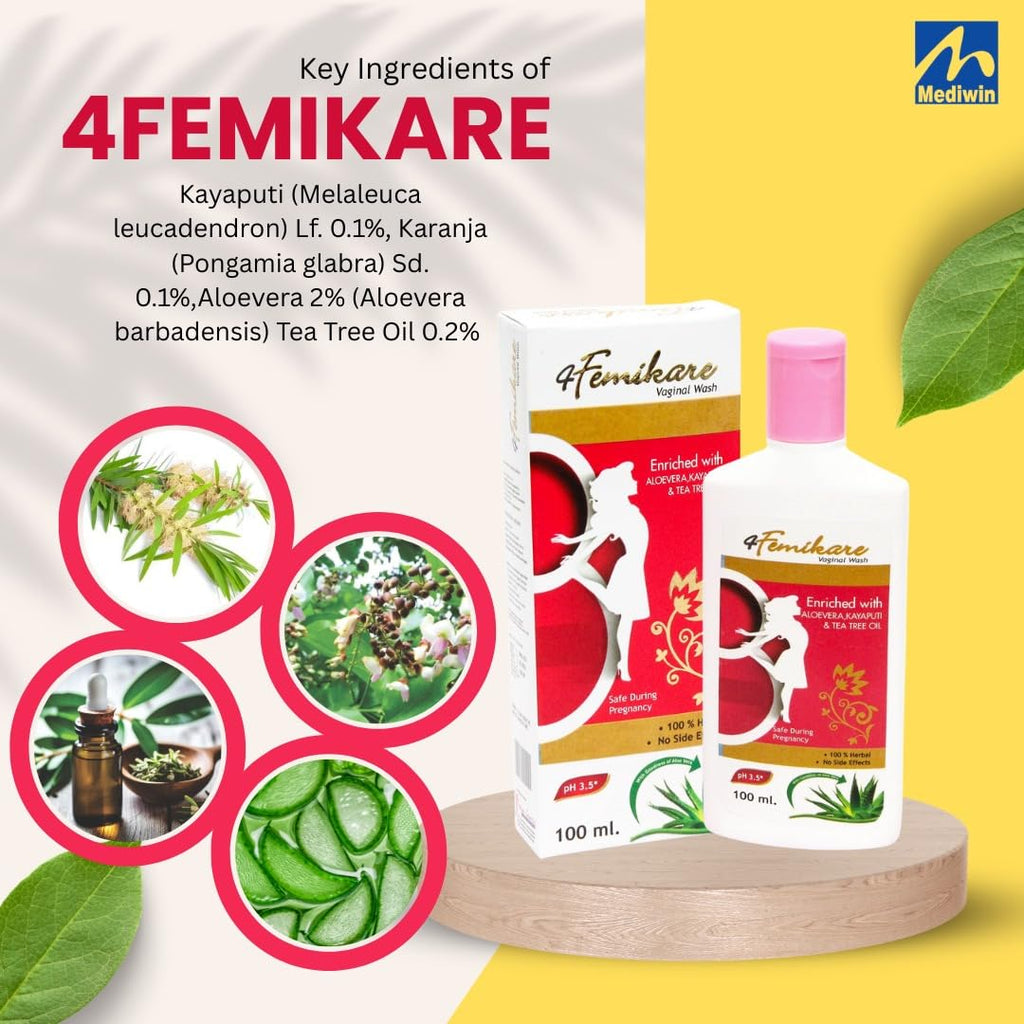 4Femikare Vaginal Wash – 100 mL | pH-Balanced Intimate Hygiene for Women | Helps Reduce Itching, Irritation & Dryness | Soap-Free, Paraben/SLS-Free | Gentle Daily Use, All Skin Types