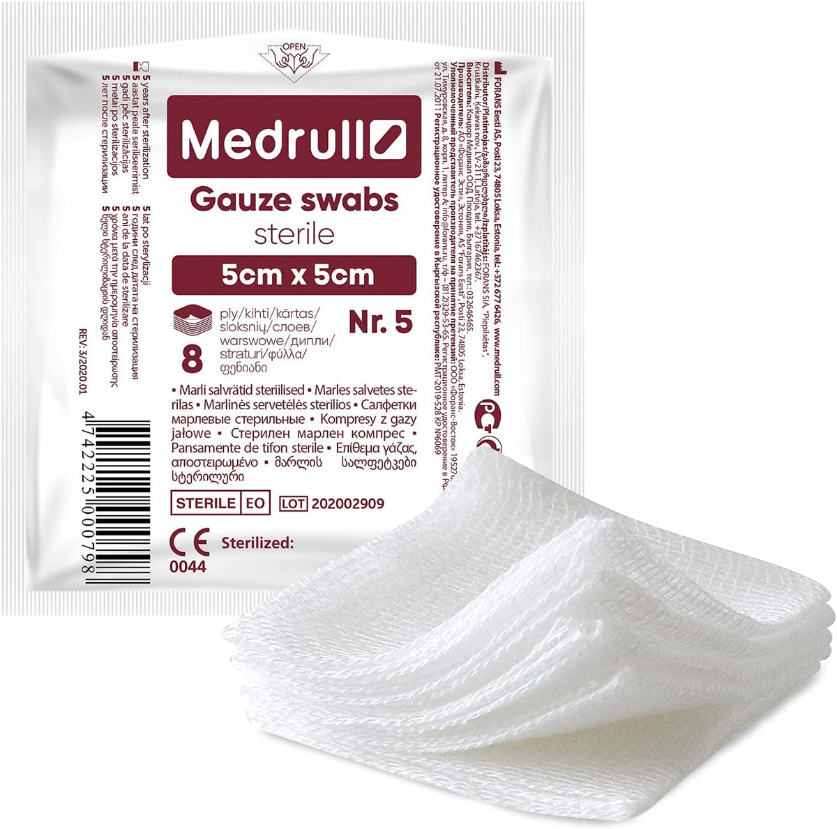 Medrull Wound Dressings and Gauze Sterile 5 cm 5 pieces