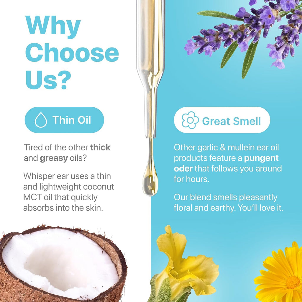 Ear Oil Drops | Garlic Mullein Ear Drops for Clogged Ears, Ear Infection, Ear Wax Removal Drops, Itchy Ears & Earache Drops | Swimmers Ear Drops For Swimmers | Sweet Oil For Ears | Ear Tinnitus Relief