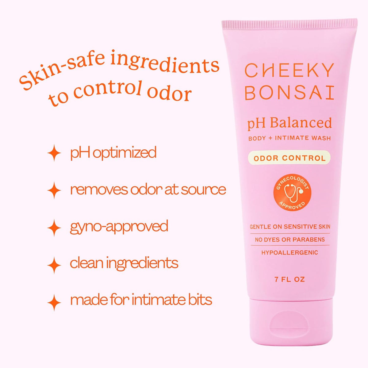 Cheeky Bonsai pH Balanced Feminine Wash for Women - Removes Odor - Gentle on Sensitive Skin - No Dyes or Parabens - Hypoallergenic - Gynecologist Approved (7 Ounces)