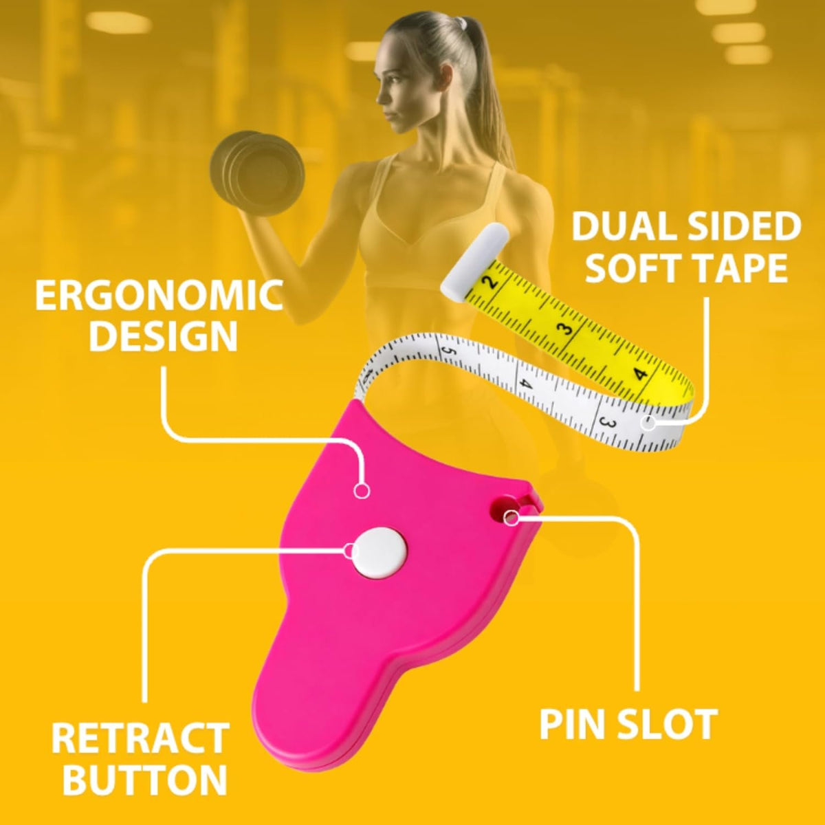 Perfect Body Tape Measure - 80 Inch Automatic Telescopic Tape Measure - Retractable Measuring Tape for Body: Waist, Hip, Bust, Arms, and More (Pink - 80 inch)