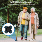 supregear Cane Tip Heavy Duty - Self Standing Non-Slip Rubber Quad Base for Walking Cane - Stable 4 Prong Replacement Foot Pad for Walking Stick Offset Quad Pod or Tripod