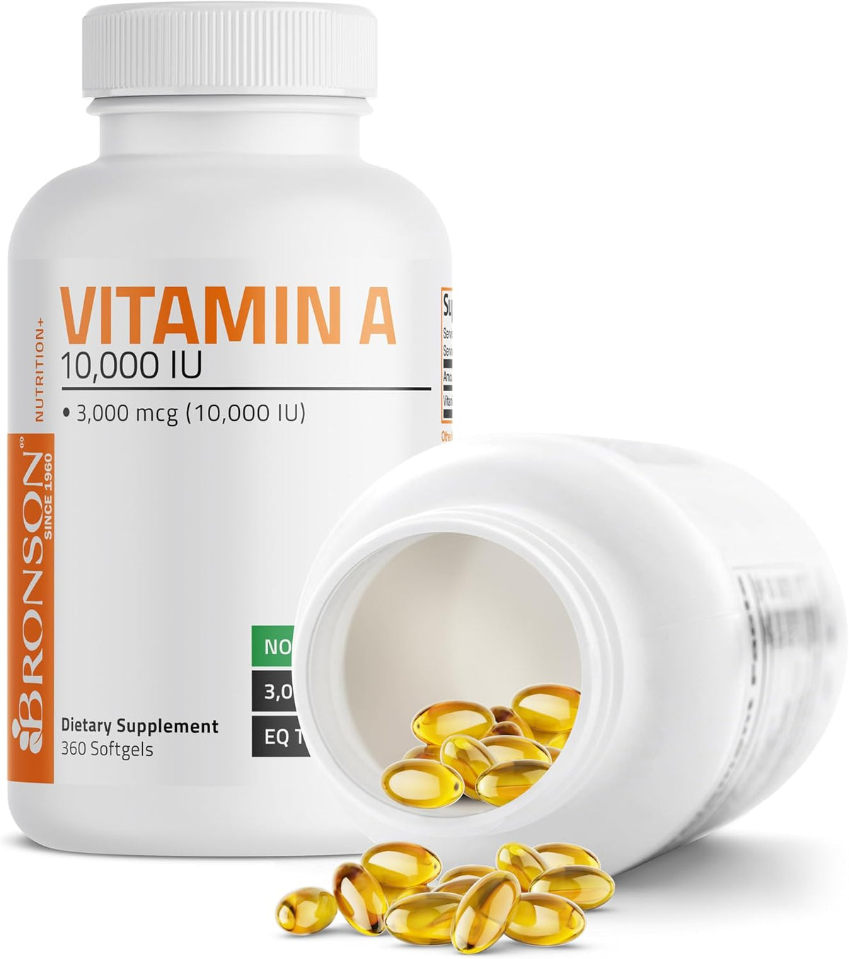 Bronson Vitamin A 10,000 IU Healthy Vision and Immune Support, 360 Softgels | Vitamin A Palmitate, Once-Daily Rapid Release, Skin, Growth & Reproduction Support, Non-GMO