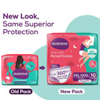 Evereve Period Panty For Girls & Women, (XXL-XXXL), 10 Pcs, 360 Degree Coverage, 0% Leaks, High Absorbency For Heavy Flow, Maternity Delivery Pads, Postpartum & Overnight Protection, Disposable Panty