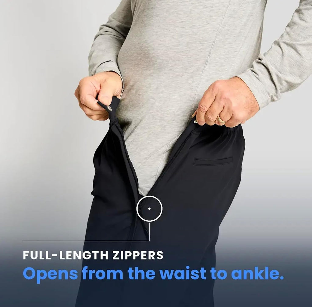 Joe & Bella Men’s Adaptive Pants with Side Zippers – Tear Away Post-Surgery Pants