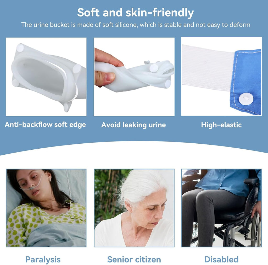 Silicone Urine Collector, 1000ML 2000ML Portable Urine Drain Bag Reusable Leakproof Urinal Collector Holder for Urinal Portable Urinal Collection Bag For Women