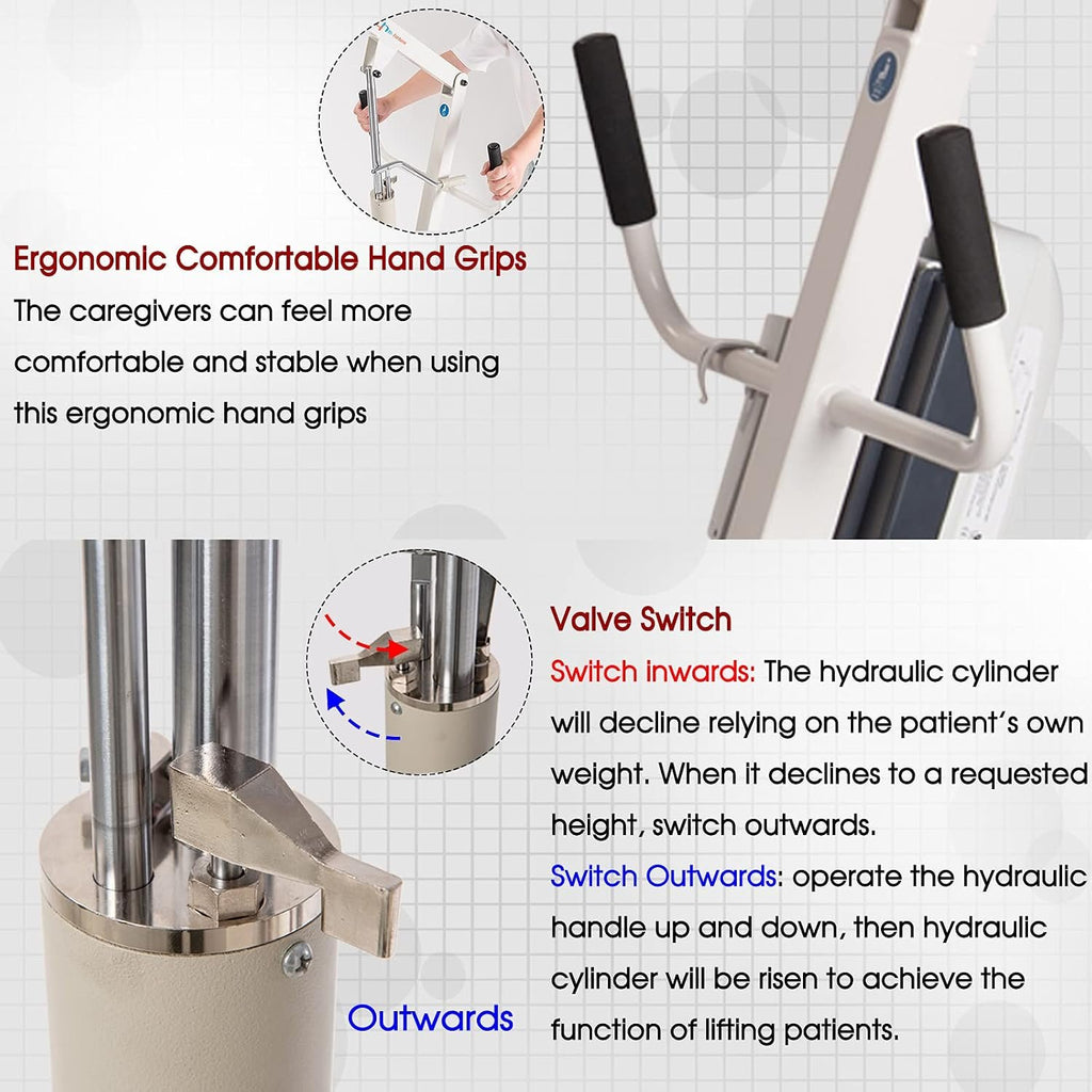 Patient Lift Hydraulic Body Hoyer Lift with Medium Sling for Home Use 400lbs Weight Capacity (Unfoldable Manual)