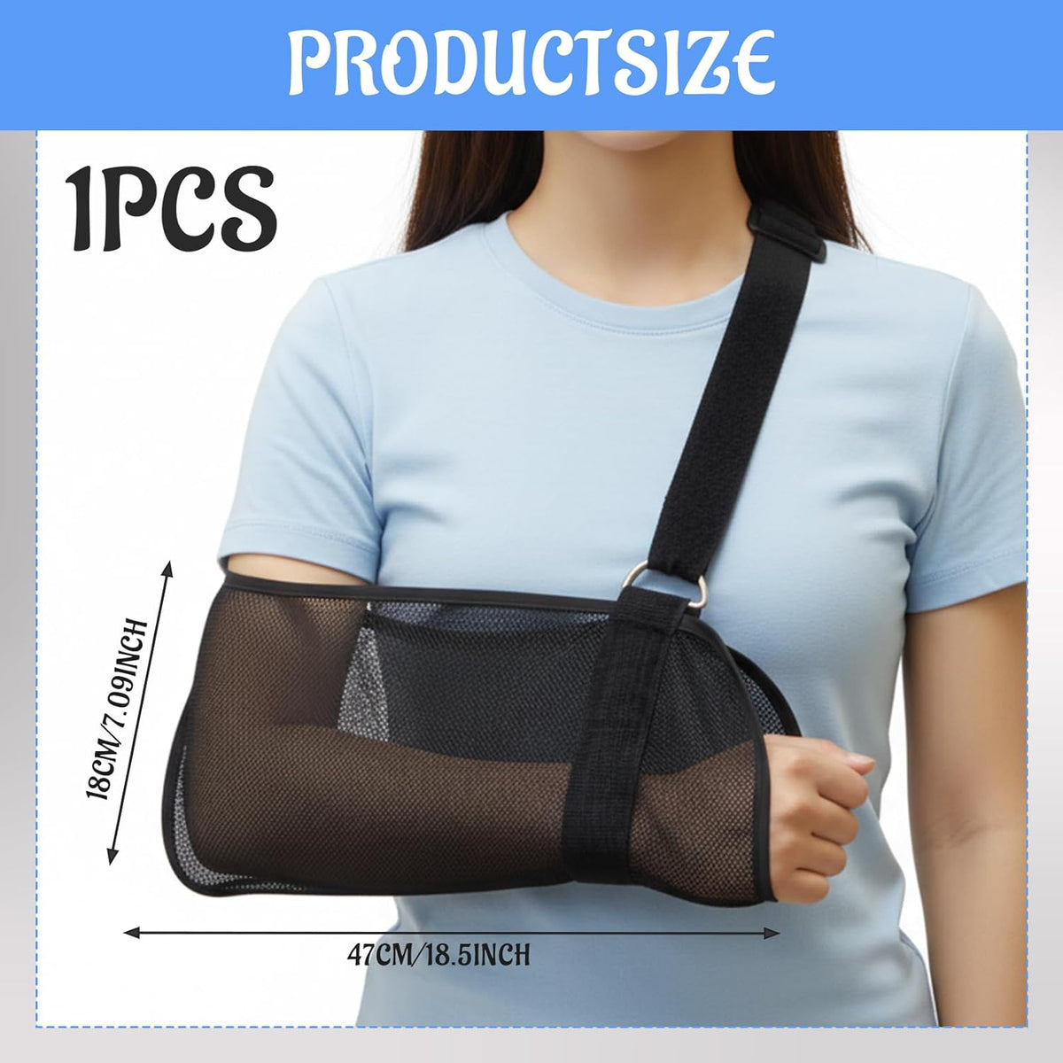 Arm Sling, Shoulder Support Brace for Injured Arm, Adjustable Black Arm Sling for Post-Surgery Recovery, Daily Activities