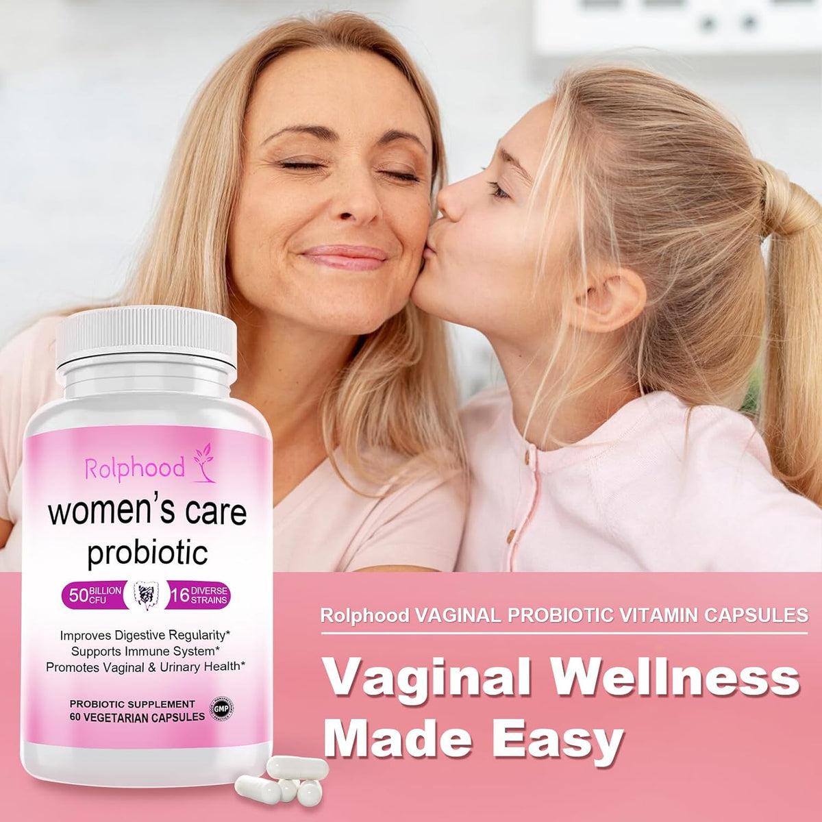 Vaginal Probiotic for Women's pH Balance Health,with Prebiotics &Lactobacillus Probiotic Blend,Boost Immune,Digestive,Gut,Promote Healthy Vaginal Odor & Vaginal Flora,60 Capsules[1-Month Supply]