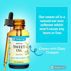 De La Cruz Sweet Oil, Ear Oil, Natural Ear Wax Softener, 1 fl. oz (30 mL) | 100% Pure Olive Oil NF Grade, Earwax Softener, Gentle and Safe Ear Care for the Whole Family, with Dropper, Bottled in USA