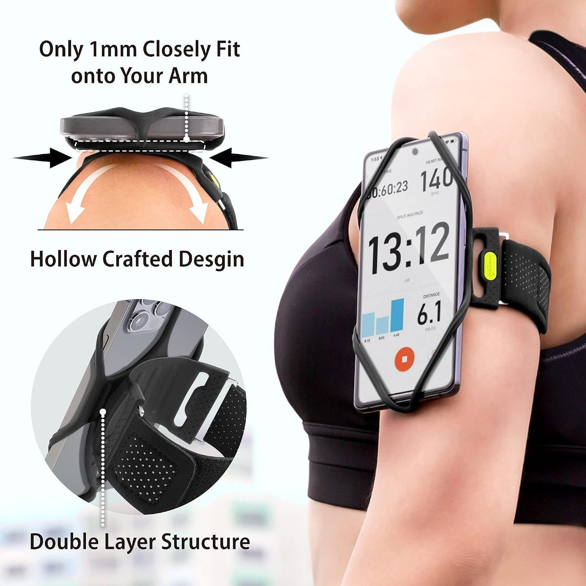 BONE Run Tie 2, Universal Running Phone Armband for 4.7"-7.2" Smartphones