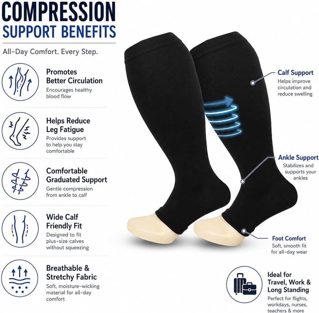 Oversize Compression Socks for Men Women Knee High Stockings Circulation
