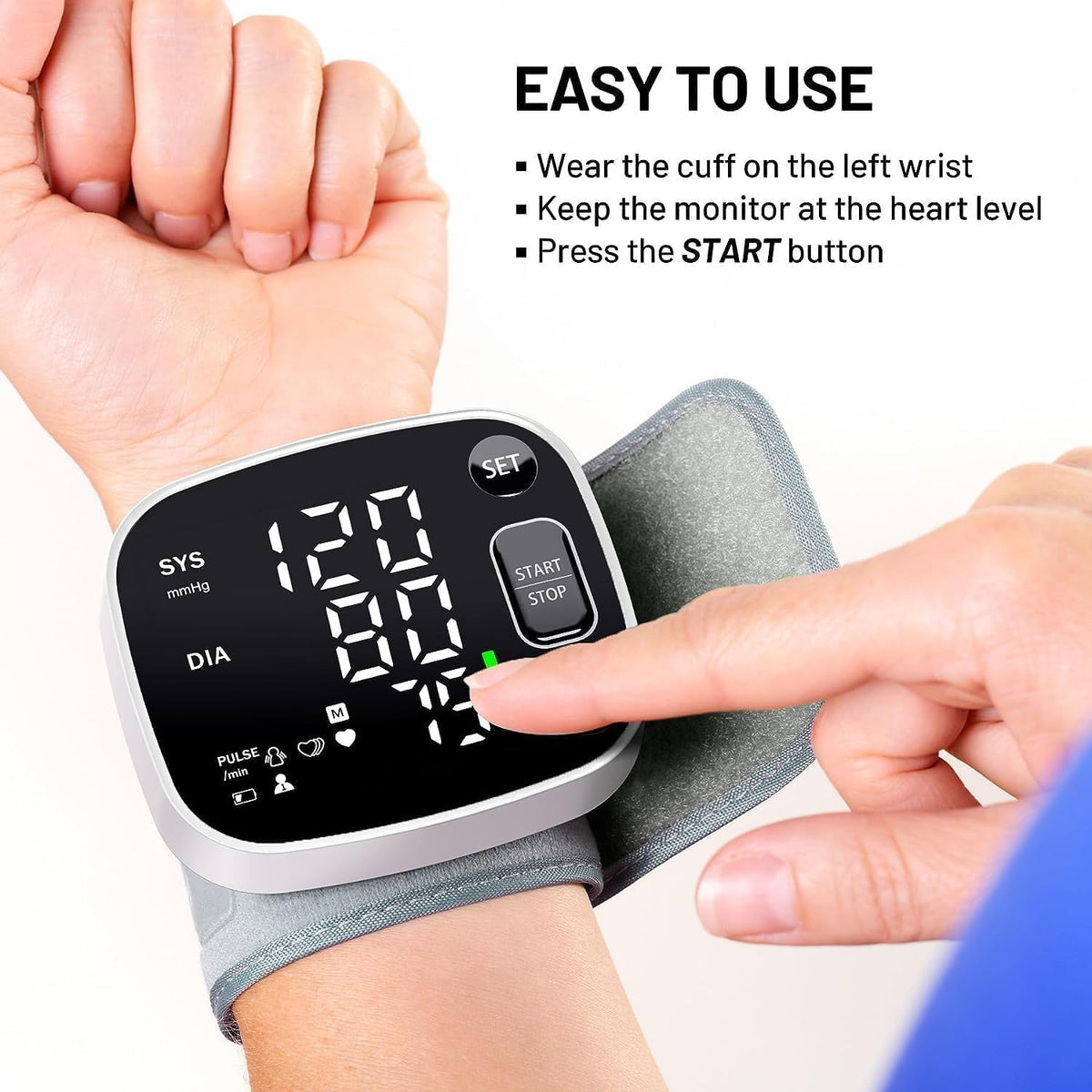 Oklar Wrist Blood Pressure Monitor, FDA Cleared Rechargeable BP Machine | For Home Use, with Adjustable Cuff (4.92-8.46 Inches), 240 Reading Memory for 2 Users, Voice Broadcast, Storage Case Included