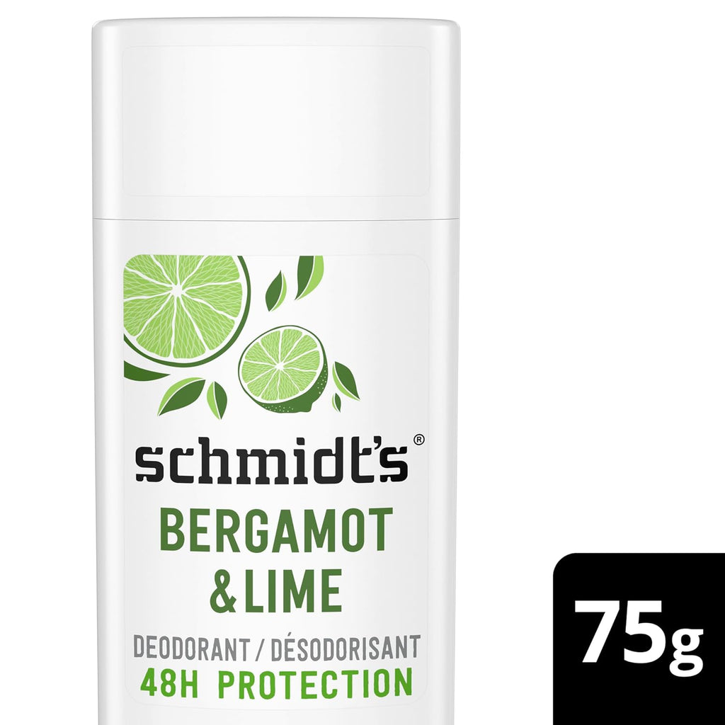 Schmidt's Aluminum-Free Vegan Deodorant Bergamot & Lime for Women and Men, with 24 Hour Odor Protection, Natural Ingredients, Cruelty-Free, 2.65 oz