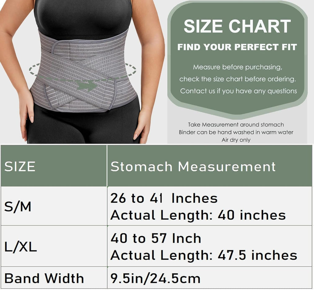 Abdominal Binder Post Surgery - Postpartum Belly Band Wrap | Post C Section Belly Binder Recovery Belt Stomach Compression Hernia Belt For Men Women After Pregnancy, Hysterectomy, L/XL