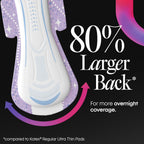 Kotex Overnight Maxi Pads with Wings, Extra Heavy Absorbency, 28 Count (Packaging May Vary)