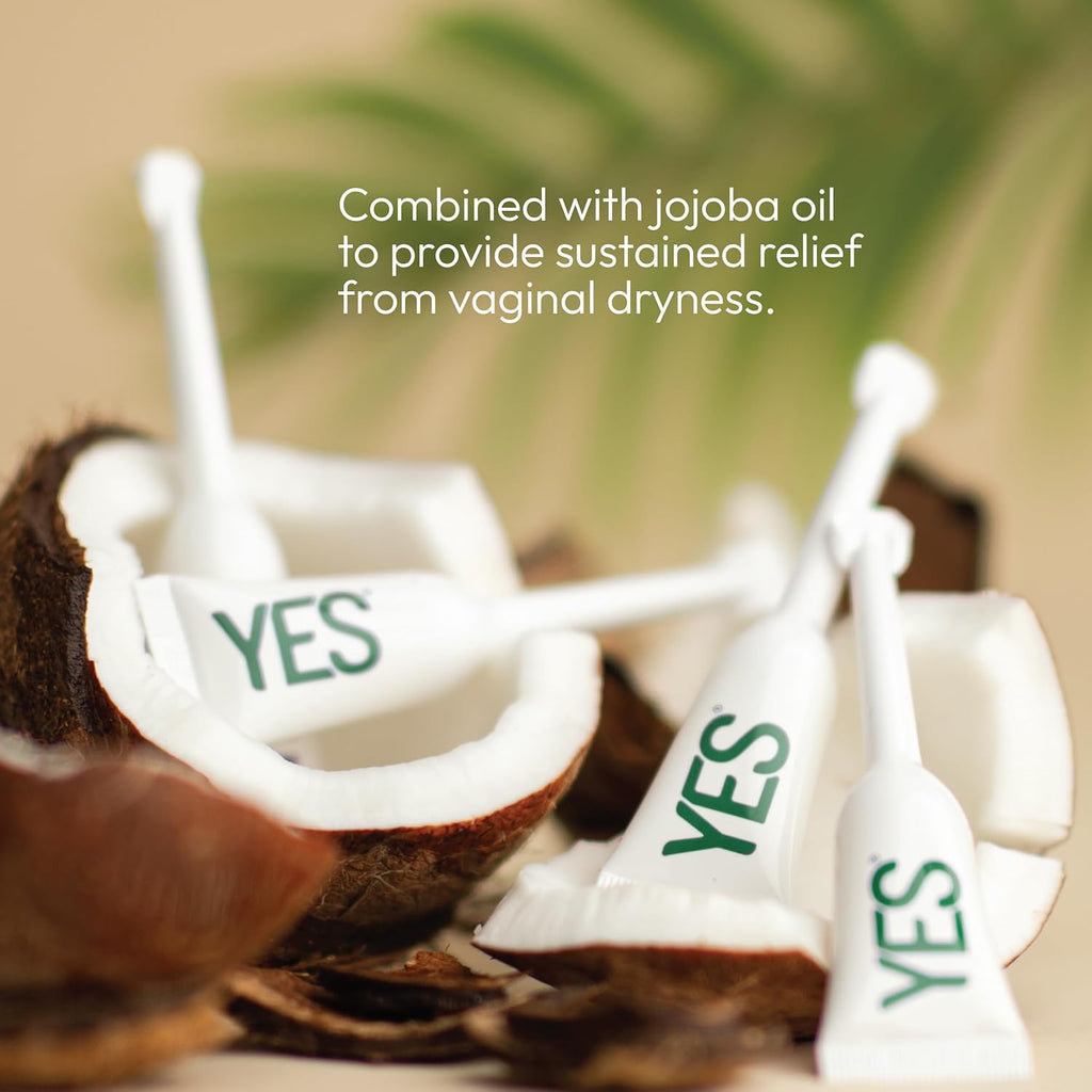 YES Coconut Oil Based Personal Lubricant, Nourishing & Long Lasting for Vaginal Dryness, Certified Organic, Natural Alternative to Silicone Lubricants (6 Applicators)