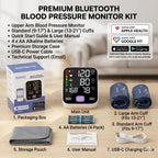 Upper Arm Blood Pressure Monitor for Home Use 17" Large & 21" XL Extra Large Cuff Big arm, Free APP Bluetooth Sync Apple Health Track Google Fit, Large Display Smart BP Machine for Seniors
