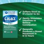 Colace 2-in-1 Stool Softener Plus Stimulant Laxative Tablets, 30 Count