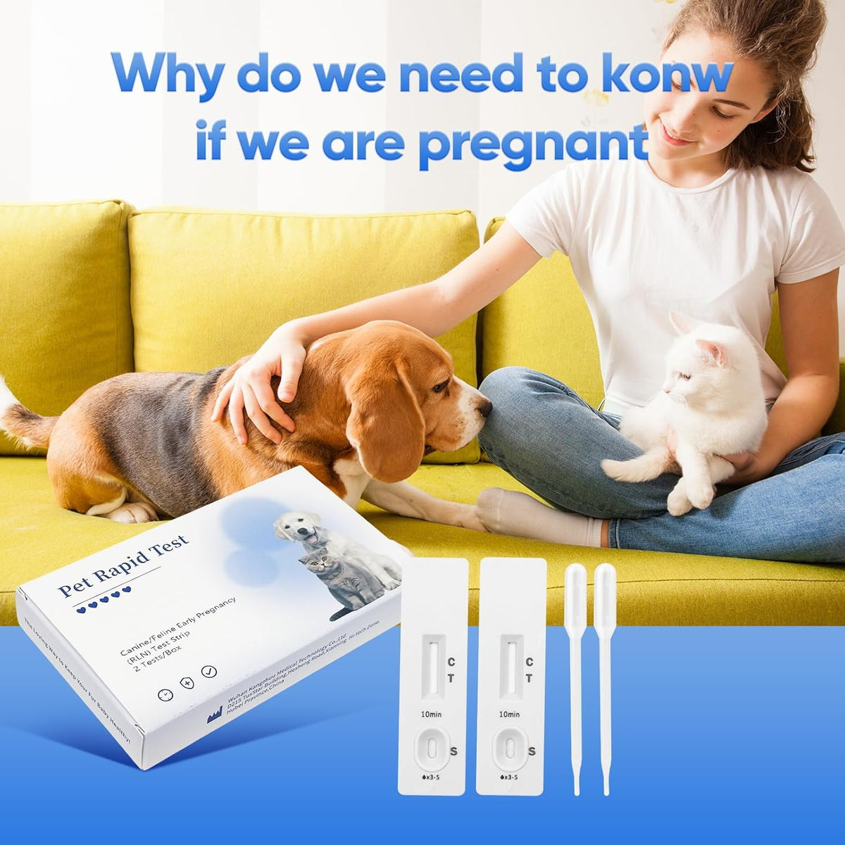 Dog & Cat Urine Pregnancy Test Kit at Home, 5-Minute Fast & Accurate Results up to 99%, Painless & No Blood Draw, Easy Test Strips for Pet Owners & Breeders