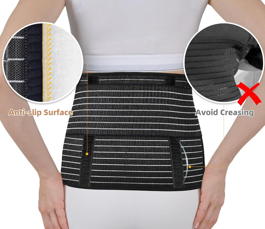 Abdominal Binder Post Surgery Postpartum Belly Band, C-section Belly Binder, Girdle for Postnatal, Adjustable Belly Wrap, Stomach Compression Hernia Belt For Men or Women After Pregnancy, Hysterectomy (Black XXL)