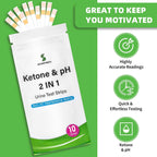 2-in-1 Ketone Test Strips, 100cts Keto and pH Strips Urine Test for Ketogenic & Low-Carb Diets with Urine Cup, Ketosis & pH Test Strips for Urine