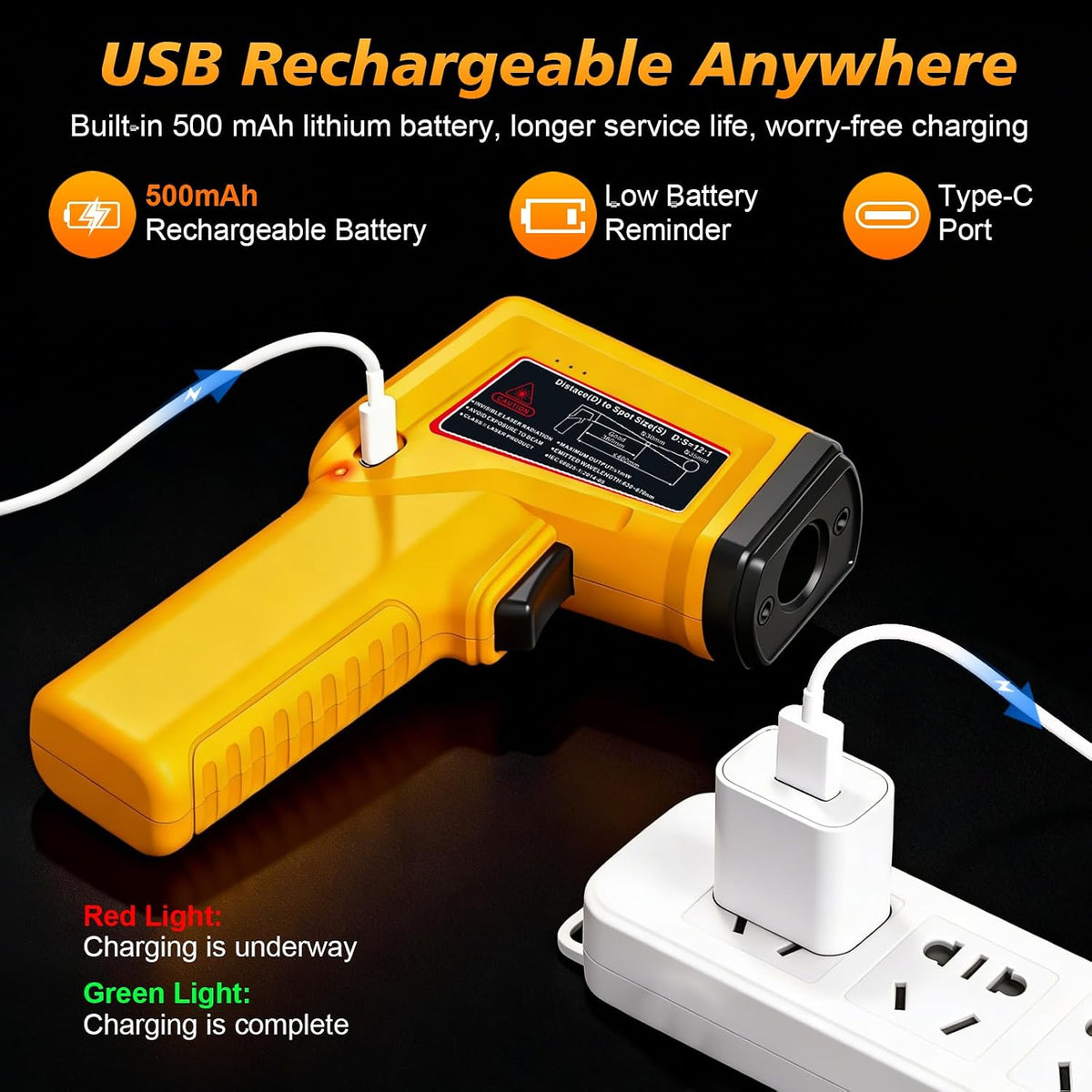 FKM Rechargeable Infrared Thermometer Gun,13-Point Laser-High Precision | -58°F~1472°F Non-Contact Laser Thermometer Gun,Digital IR Temperature Gun for Cooking,Griddle,Oven,HVAC,Automotive,Industrial