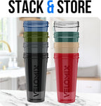 VELOMIX 8 Pack 28oz Protein Shaker Bottle for Protein Mixes, Crystal Clear | 8x Wire Whisk, Leak Proof Shaker Cups for Protein Shakes, Stackable, Multipack Value Set for Home, Gym, Office and Car