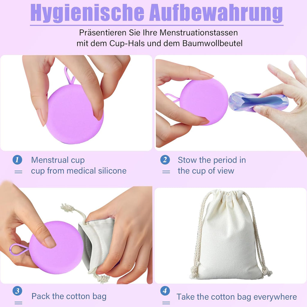 2 Pieces Menstrual Disc Sizes S L, Reusable Periodic Cup Disc, Soft Leak, Silicone Proof Menstrual Disc, Alternative to Tampons