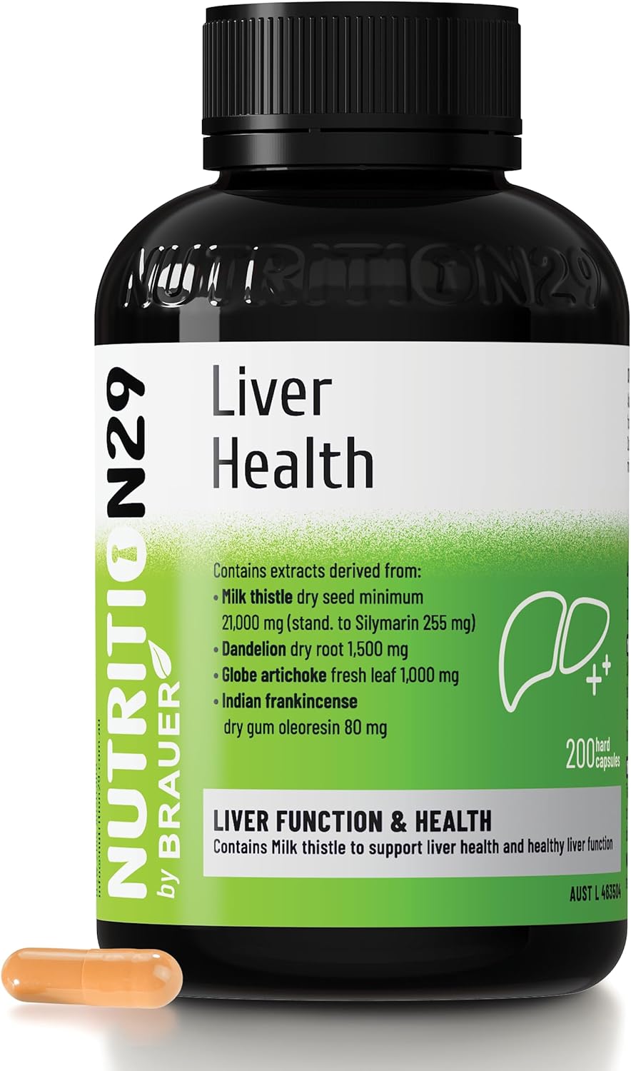 Liver Support, Milk Thistle 300mg (70:1 Extract from 21,000mg Seed), with Dandelion, 85% Silymarin, Artichoke & Frankincense, Once-Daily Capsule 200 Count