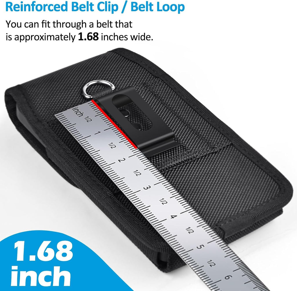 Cell Phone Holster with Card Holder Pouch Belt Clip Men for iPhone 17 Air 16 15 14 13 12 11 Pro Max Plus Samsung Galaxy S25 S24 S23 S22 Plus FE, L-Black
