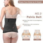 3 in 1 Post Pregnancy Abdominal Belt for Women, C-Section Abdomen Belt & Belly Wrap for After Delivery Recovery – Adjustable Postpartum Belt, Maternity Belt for Waist, Pelvis & Tummy Support (Free Size) (Black)
