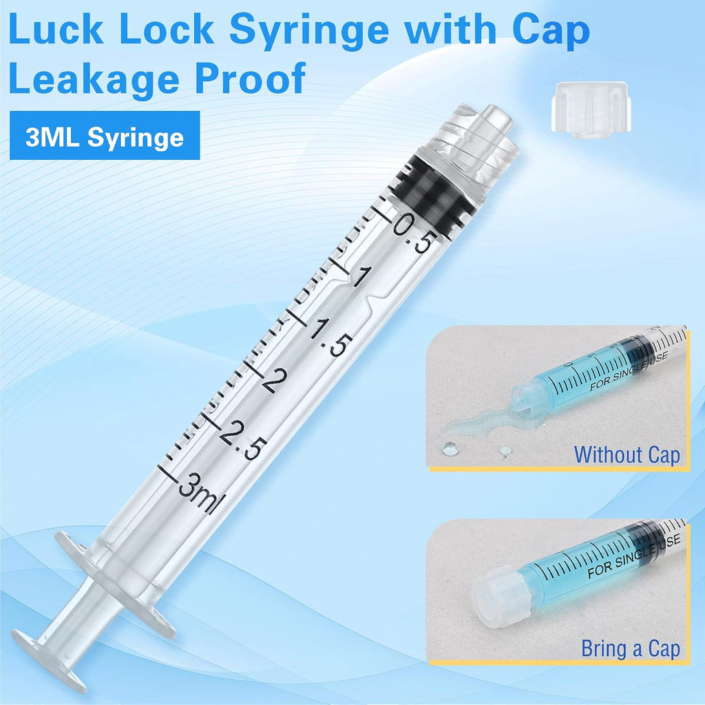 3ml Luer Lock Syringe, 20Pack Syringes Without Needle for Liquids, Measuring, Refilling, Oil, Glue Applicator