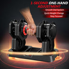 Adjustable Dumbbell Set Pair 25 lb or 50 lb, Adjustable Dumbbells 10-in-1 Free Weight Set, 1-Second Dial Weight Adjustment,Space-Saving Design with Storage Base, Home Gym Strength Training Equipment