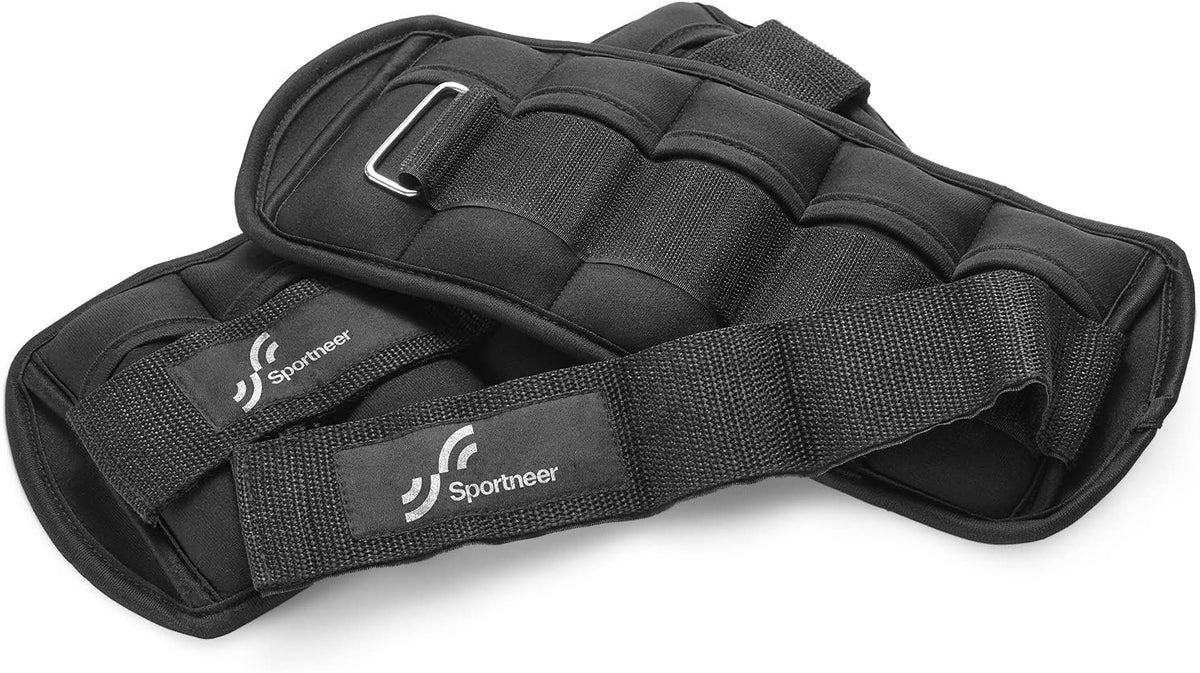 Sportneer Adjustable Ankle Weights, 2-10 lb per Pair, Removable Weights | Soft neoprene for women and men. Adjusts from 1-5 lb each for walking, running, Pilates, home workouts, physical therapy.
